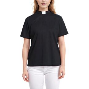 Clergy Shirts for Women Pastor Full Collar Short Sleeve Polo Shirt Clergy Dresses