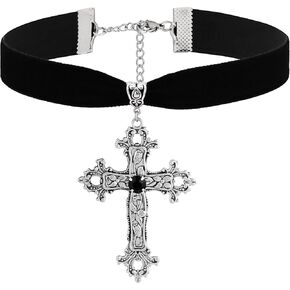 Sacina Gothic Cross Choker, Black Choker, Velvet Choker, Gothic Choker, Goth Choker, Gothic Necklace, Costume Jewelry, Christmas Jewelry Gift for Women