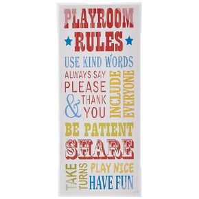 Stupell Home Décor Playroom Rules Typography in Pinks, Yellow and Blue Canvas Wall Art, 16 x 20, Multi-Color