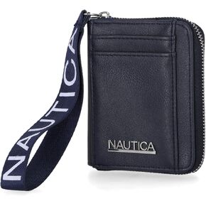 Nautica Everglades Small Wallet for Women, Compact Thin Wristlet, Credit Card Wallet with ID Window, Zippered Coin Purse, Red