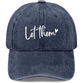 Let Them Funny Hat Funny Vintage Cotton Washed Baseball Caps Adjustable Dad Hat Crazy Funny Custom Navy Blue
