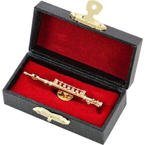 EASTROCK Flute Brooch Pin, 2.2In Gold Plating Flute Pin, Mini Flute Brooch with Case for Music Festival Music Lover Home Decoration, Flute Gift