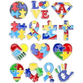 JUNEBRUSHS 84pcs Autism Awareness Brooch Pins Colorful Puzzle Pieces Inspirational Lapel Pins for Adults Autism Awareness Party Gift Supplies Clothes Decor Accessories