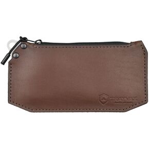 Trayvax Renegade Zipper Wallet, Leather Credit Card Holder Coin Pouch for Men and Women, Riveter Brown
