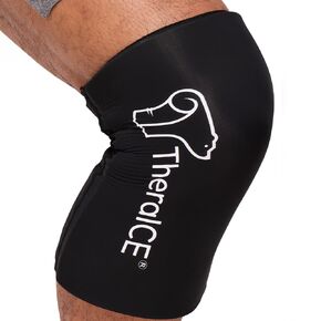 حزمة ثلج للكوع والركبة من TheraICE للأكمام الضاغطة للإصابات، حزمة جل باردة قابلة لإعادة الاستخدام للركبة والمرفق والكاحل والساق - تخفيف آلام اللف البارد (كبير جدًا، PRO - ظل أسود)