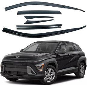 AUTOCLOVER Tape-On Rain Guards Window Visors 6 Pcs Set for Hyundai The All New Kona 2024 2025 / Window Deflectors, Out-Channel Vent Shades (Smoked)
