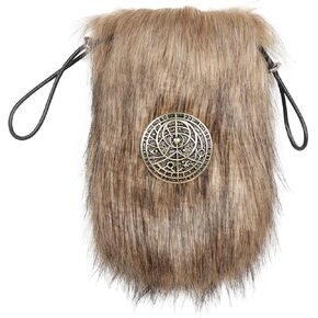 Joukavor Viking Fur Pouch Renaissance Medieval Waist Bag Cosplay Accessory (Brown)