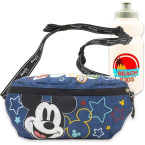 Mickey Mouse Fanny Pack for Kids - Bundle with Disney Belt Bag with Dual Zippers Plus Water Bottle | MIckey Mouse Waist Bag for Kids