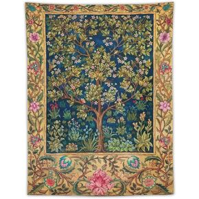 Yearn Jear William Morris Tree of Life Tapestry Wall Hanging,Medieval Classic Vintage Flowers Pattern Modern Wall Art Decor,Retro Floral Home Decoration for Bedroom Living Room Dorm W30 x 40H Inch