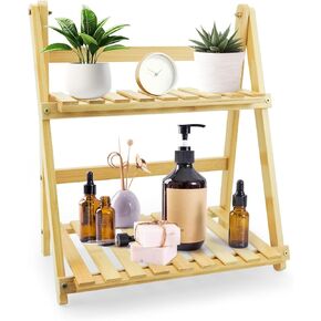 Disply Risers，2 Tier Wood Stand Display Shelf Cupcake Stand Holder Cologne Perfume Organizer Wooden Tiered Tray Stand for Spice Rack, Log color