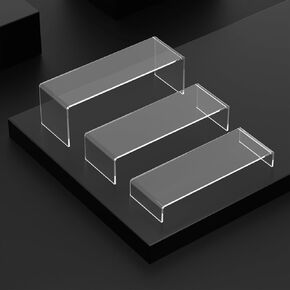 6 Pcs Display Risers, Rectangular Clear Acrylic Showcase Collectibles Display Stands Suitable for Retail Shoe Showcase Jewelry Funko Pop Figures (S)