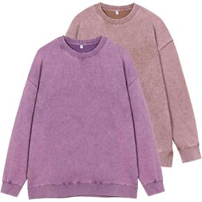 Mi Bo Tong Vintage Oversized Crewneck Sweatshirt for Men Trendy Streetwear Unisex Long Sleeves Acid Wash Tshirt
