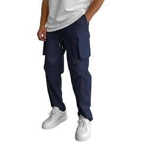 WZIKAI Men's Casual Cargo Pants Elastic Waist Drawstring Joggers Pants Athletic Techwear Jogging Sweatpants with Pockets