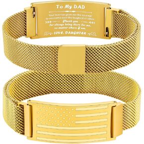 Father’s Day Gifts for Dad-To My Dad/Son Bracelet, Adjustable Stainless Steel American Flag Bracelet Jewelry, Birthday Valentine Gifts