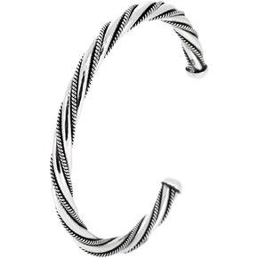 Men's Silver Torque Bangle | Solid 925 Sterling Silver Torque Bangle Bracelet - Silver Bangle For Men