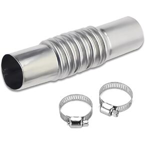 1 PC Car Exhaust Pipe Connector Kit, 5.11" x 1.06" x 1" Stainless Steel Corrugated High Temperature Resistant Straight Waterproof Heater Pipe Connector, Repair Accessories (Silver)