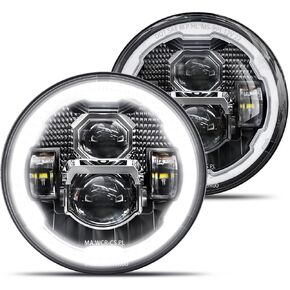 HWSTAR 2025 New 1000% Bright Anti-glare 7 Inch Halo Led Headlights Round Compatible with Jeep Wrangler JK JKU TJ LJ Mazda Miata Chevy C10 H1 H2 Ford GMC Dodge etc DOT w/DRL H6024 Hi/Low Sealed Bea
