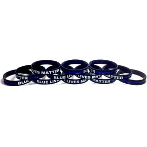 TheAwristocrat 12 Pack of Blue Lives Matter Thin Blue Line Rubber Wristband Silicone Bracelet