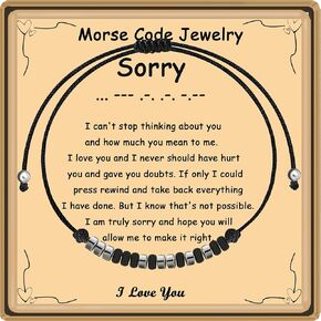 Apology Gifts I'm Sorry Gifts for Her and His Apologize Morse Code Bracelet Jewelry Forgive Me Gifts for Her Wife Husband Girlfriend Boyfriend Best Friend