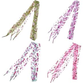 TXIN 8 Pairs Flower Prints Shoelaces Flat Chiffon Shoe Laces Colorful Organza Shoelaces for Women Girls Sneakers (4 Colors)