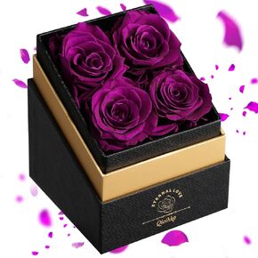 Preserved Rose, Mothers Day Roses in a Box, Forever Preserved Roses Gift for Mom, Birthday Gifts for Women/Mom/Girlfriend/Wife/Grandma/Her - Purple Roses