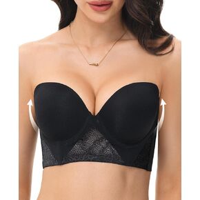 Strapless Longline Bra for Women Convertible Multiway Lace Corset Lift Up Bras Underwired Plus Size