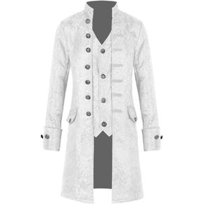 سترة Mens Steampunk Medieval Pirate Viking Renaissance Costume Gothic Victorian Halloween Coats