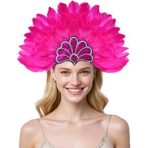 Women's Carnival Feather Headpieces Sequin Headdress for Wedding Masquerade Party Cosplay Feather Headbands