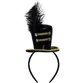 Mini Top Hat Carnival Carnival Headwear Majorette Hat Hat Beadband With Feather for Circus Ring Leader Assume Assume