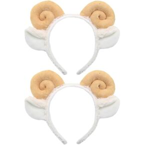 AmoSfun 2pcs غموض غنم قرن الرؤوس - عصابات الماكياج الناعمة للمنتجع الصحي والوجه غسل ​​النساء إكسسوارات شعر رائعتين