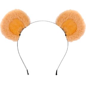 SIOTMERA Bear Ears Headband Yellow, Cute Care Movable Hairband Adult with Animals Costume, Soft Makeup Head Wear for Washing Face Women