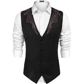 COOFANDY Men's Suede Leather Suit Vest Casual Western Vest Jacket Slim Fit Vest Waistcoat