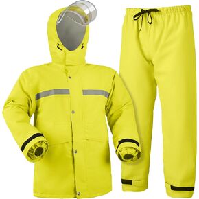 Coralrain Rain Suit Safety Waterproof Rain Jacket and Trouser Suit Raincoat With Hood lining For Men Women Adults Breathable