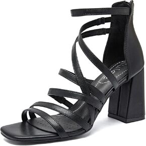 Women's Heels Chunky Heeled Sandals - Dressy Pump Heels Ankle Strap Square Open Toe Wedding Party High Heeled Sandals for Women.