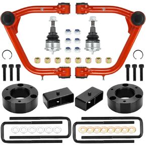 3 "Front & 2" رفع التسوية الخلفية + ذراع التحكم العلوي مع مفاصل الكرة المصعد 2-4 "لـ Chevy Silverado 1500 2019-2022 ، GMC Sierra 1500 2019-2022 ، بمفاصل الكرة القابلة للتعديل ، مجموعة تعليق قابلة للتعديل