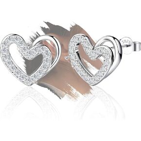 sterling sliver sliver على شكل قلب Zirconia stud أقراط للنساء أقراطا خفيفة الوزن لزوجة أصدقاء أمي للحصول على آذان حساسة