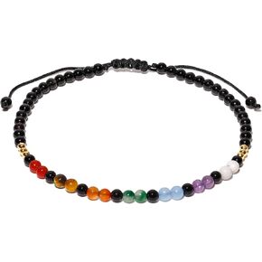 Reiki 7 Chakra Beaded Anklet Meditation Yoga Colorful Ankle Bracelets for Women Balance Beach Foot Jewelry Adjustable