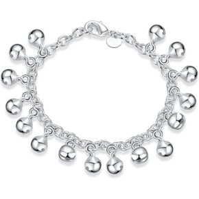 925 Silver Bell Bracelet Anklet Adjustable for Women Musical Instruments Gift Jingle Bells Bead Charm Bracelet Lady Jewelry 8.5"