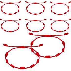 8pcs سوار سلسلة حمراء ، أساور لسلسلة عقدة قابلة للتعديل ، سوار أحمر للحماية ، أساور الحبل المضفر للهدية حظا سعيدا عشاق عيد ميلاد الصداقة