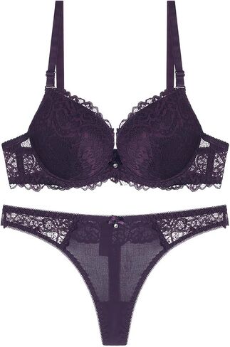 Sexy Lingerie Set for Women Push Up Embroidery Lace Bra and Thong Panty Sets 2 Piece Underwear in Saudi Arabia