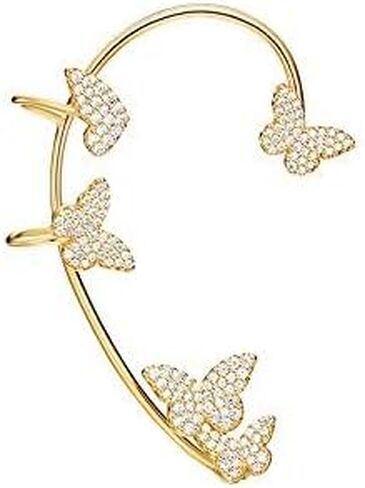 SEVENSTONE Butterfly Tassel Earrings Silver Cuff Cubic Zirconia Crawler Stud Chain Crystals Earrings Set for Women in Kuwait