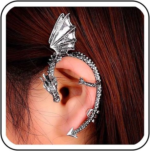 Punk Dragon Ear Wrap - Gold Crawler Climber Ear Cuffs - No Piercing Earrings for Women in Saudi Arabia