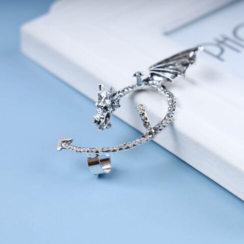 Punk Dragon Ear Wrap - Gold Crawler Climber Ear Cuffs - No Piercing Earrings for Women in Saudi Arabia