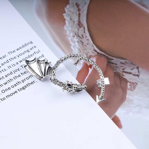 Punk Dragon Ear Wrap - Gold Crawler Climber Ear Cuffs - No Piercing Earrings for Women in Saudi Arabia