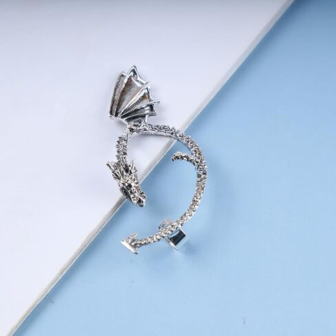 Punk Dragon Ear Wrap - Gold Crawler Climber Ear Cuffs - No Piercing Earrings for Women in Saudi Arabia