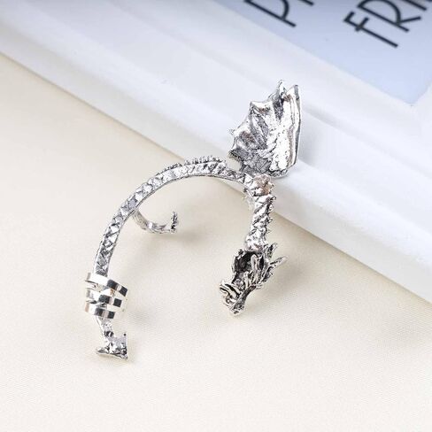 Punk Dragon Ear Wrap - Gold Crawler Climber Ear Cuffs - No Piercing Earrings for Women in Saudi Arabia