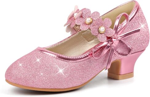 Pandaninjia Girls Dress Shoes Kids Toddler Heels Pumps Flower Girl Mary Jane School Wedding Party Princess Shoes in Saudi Arabia