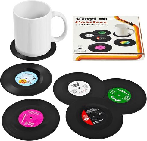 12 Pcs Fun Vintage Vinyl Record Coasters，Bars、Birthdays, Parties Cool Coaster Music Lovers Colorful Vintage Vinyl disc Coaster Coffee Table Decor ，Tabletop Protection Prevents Furniture Damage in Saudi Arabia