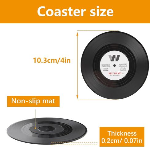 12 Pcs Fun Vintage Vinyl Record Coasters，Bars、Birthdays, Parties Cool Coaster Music Lovers Colorful Vintage Vinyl disc Coaster Coffee Table Decor ，Tabletop Protection Prevents Furniture Damage in Saudi Arabia
