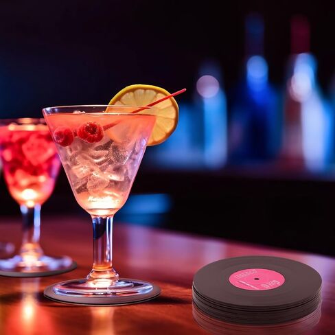 12 Pcs Fun Vintage Vinyl Record Coasters，Bars、Birthdays, Parties Cool Coaster Music Lovers Colorful Vintage Vinyl disc Coaster Coffee Table Decor ，Tabletop Protection Prevents Furniture Damage in Saudi Arabia